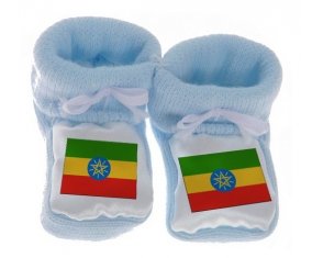 Chausson bébé Drapeau Ethiopie de couleur Bleu