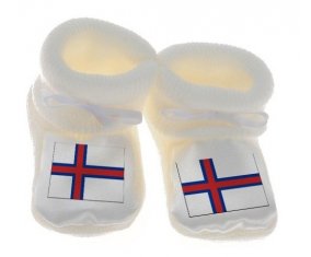 Chausson bébé Drapeau Îles Féroé de couleur Blanc