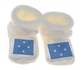 Chausson bébé Drapeau États fédérés de Micronésie de couleur Blanc