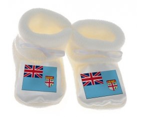 Chausson bébé Drapeau Fidji de couleur Blanc