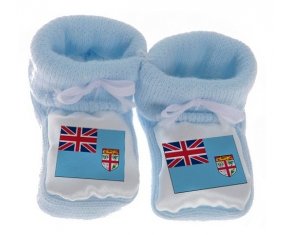 Chausson bébé Drapeau Fidji de couleur Bleu