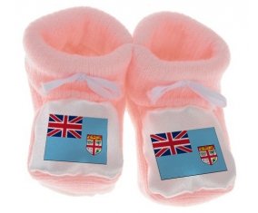 Chausson bébé Drapeau Fidji de couleur Rose