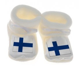 Chausson bébé Drapeau Finlande de couleur Blanc