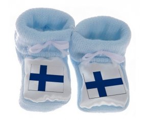 Chausson bébé Drapeau Finlande de couleur Bleu