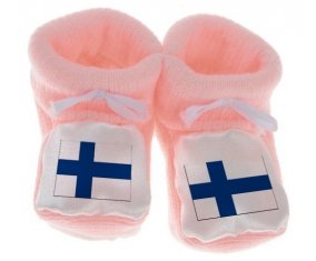 Chausson bébé Drapeau Finlande de couleur Rose