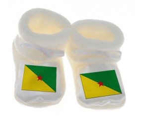 Chausson bébé Drapeau Guyane Française de couleur Blanc