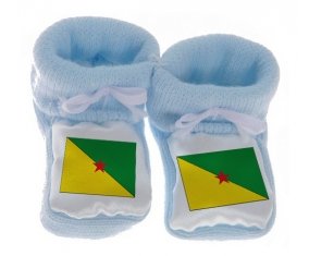 Chausson bébé Drapeau Guyane Française de couleur Bleu