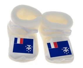 Chausson bébé Drapeau Terres australes françaises de couleur Blanc