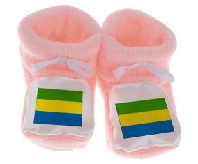 Chausson bébé Drapeau Gabon de couleur Rose
