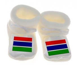 Chausson bébé Drapeau Gambie de couleur Blanc