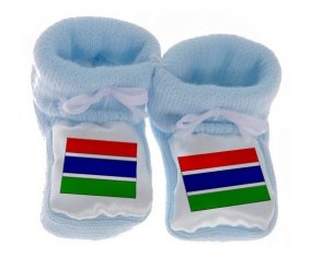 Chausson bébé Drapeau Gambie de couleur Bleu