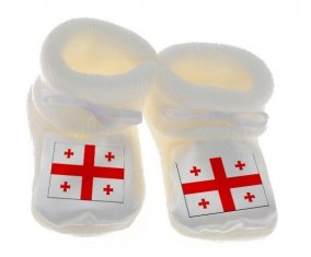 Chausson bébé Drapeau Géorgie de couleur Blanc