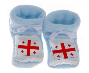 Chausson bébé Drapeau Géorgie de couleur Bleu