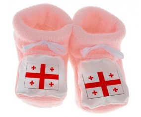 Chausson bébé Drapeau Géorgie de couleur Rose
