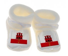 Chausson bébé Drapeau Gibraltar de couleur Blanc