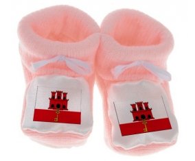 Chausson bébé Drapeau Gibraltar de couleur Rose
