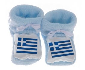 Chausson bébé Drapeau Grèce de couleur Bleu