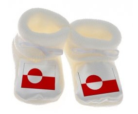 Chausson bébé Drapeau Groenland de couleur Blanc