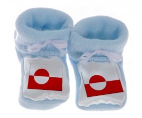 Chausson bébé Drapeau Groenland de couleur Bleu