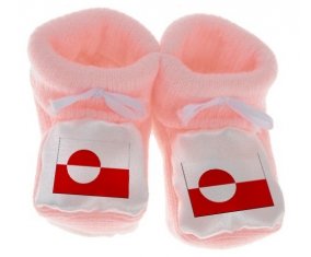 Chausson bébé Drapeau Groenland de couleur Rose