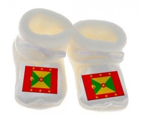 Chausson bébé Drapeau Grenade de couleur Blanc
