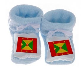 Chausson bébé Drapeau Grenade de couleur Bleu