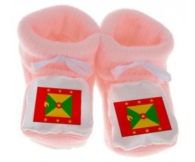 Chausson bébé Drapeau Grenade de couleur Rose