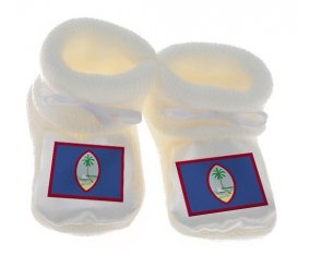 Chausson bébé Drapeau Guam de couleur Blanc