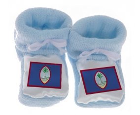 Chausson bébé Drapeau Guam de couleur Bleu