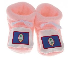 Chausson bébé Drapeau Guam de couleur Rose