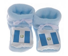 Chausson bébé Drapeau Guatemala de couleur Bleu