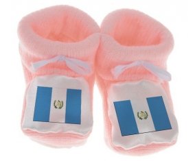 Chausson bébé Drapeau Guatemala de couleur Rose