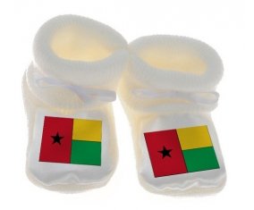 Chausson bébé Drapeau Guinée de couleur Blanc