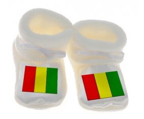 Chausson bébé Drapeau Guinée Bissau de couleur Blanc