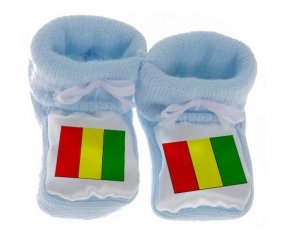 Chausson bébé Drapeau Guinée Bissau de couleur Bleu