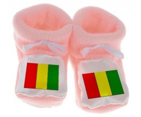 Chausson bébé Drapeau Guinée Bissau de couleur Rose