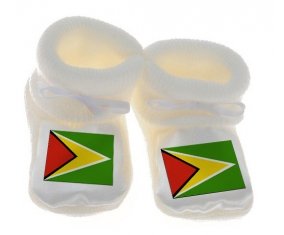 Chausson bébé Drapeau Guyane de couleur Blanc