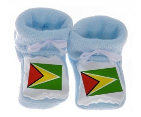 Chausson bébé Drapeau Guyane de couleur Bleu