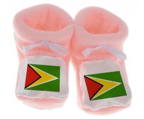 Chausson bébé Drapeau Guyane de couleur Rose