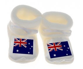 Chausson bébé Drapeau Îles Heard et Mcdonald de couleur Blanc