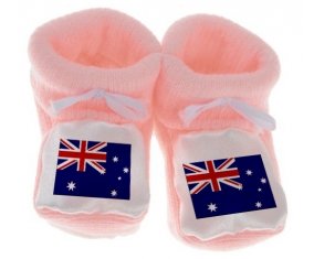 Chausson bébé Drapeau Îles Heard et Mcdonald de couleur Rose