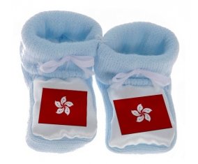 Chausson bébé Drapeau Hong Kong de couleur Bleu