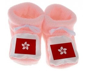 Chausson bébé Drapeau Hong Kong de couleur Rose