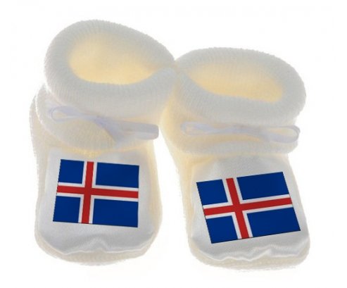 Chausson bébé Drapeau Islande de couleur Blanc