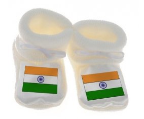 Chausson bébé Drapeau Inde de couleur Blanc