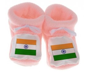 Chausson bébé Drapeau Inde de couleur Rose