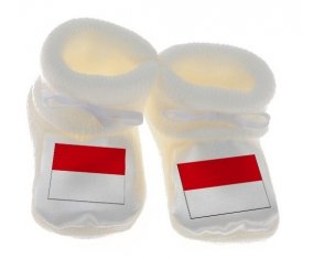 Chausson bébé Drapeau Indonésie de couleur Blanc