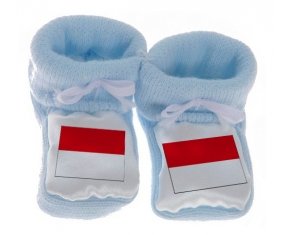 Chausson bébé Drapeau Indonésie de couleur Bleu