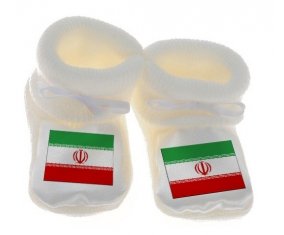 Chausson bébé Drapeau L'Iran de couleur Blanc