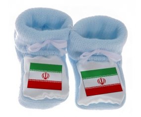 Chausson bébé Drapeau L'Iran de couleur Bleu